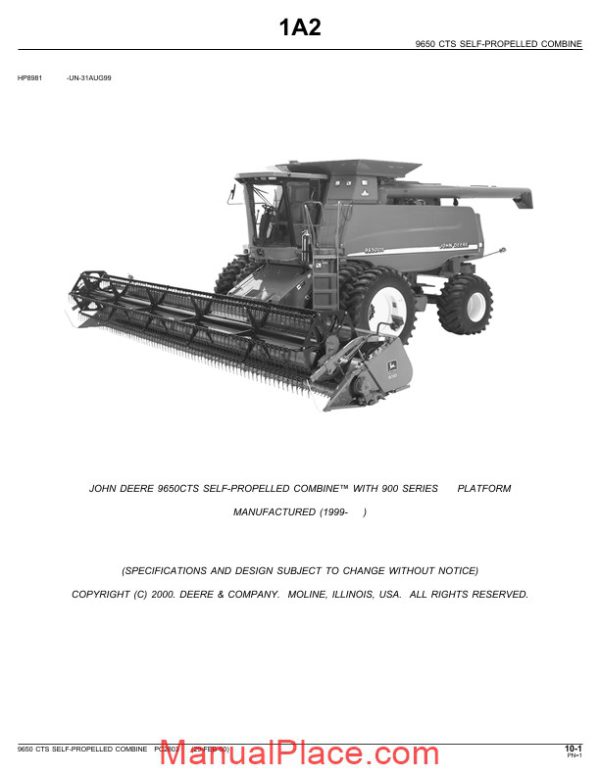 john deere 9650 sts parts catalog page 1