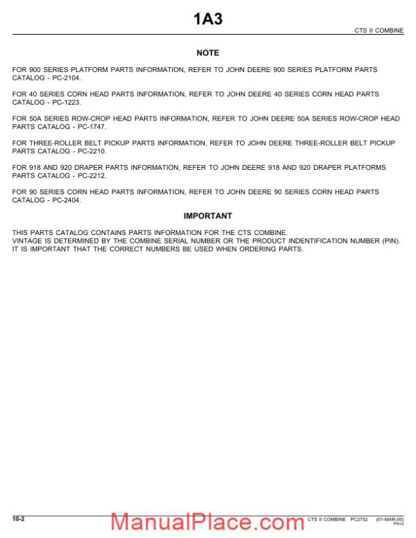 john deere cts ii parts catalog page 2