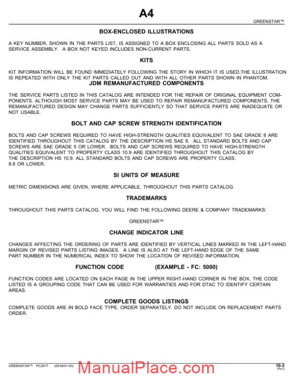 john deere greenstar yield mapping system parts catalog page 3