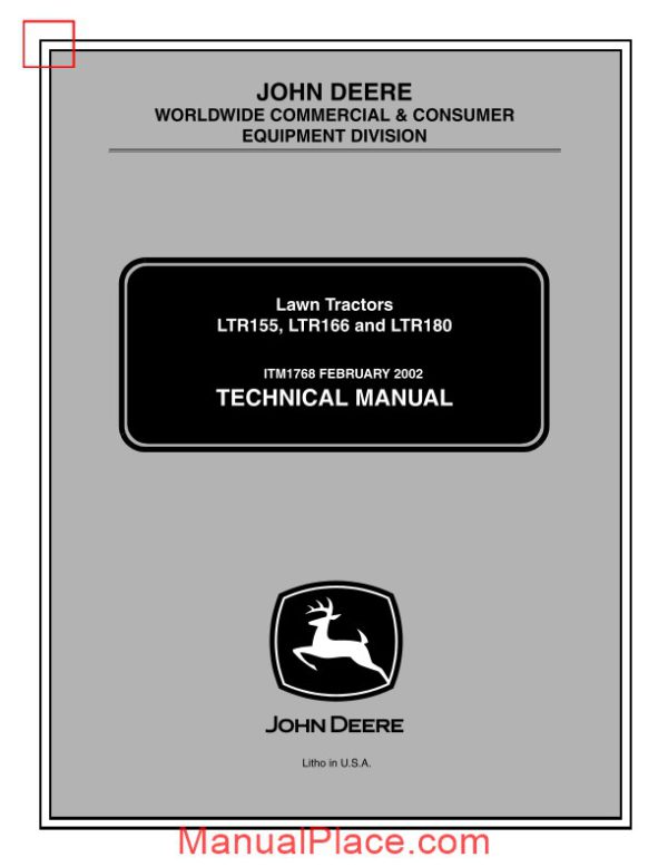 john deere ltr155 ltr166 ltr 180 lawn tractor service manual page 1