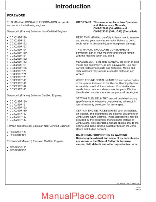 john deere powertech 2 9l 3029 oem diesel engines page 2