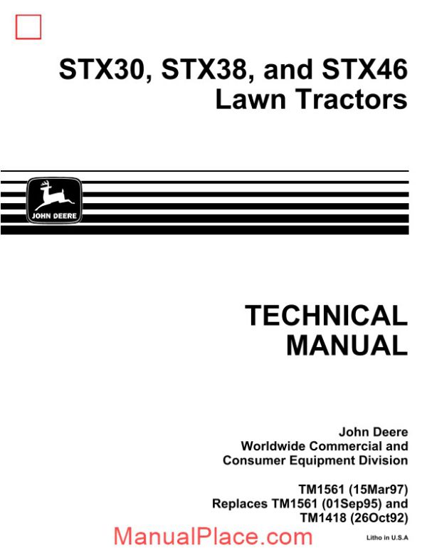 john deere stx30 stx38 stx46 service manual page 1