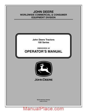 john deere tractors 100 series operator manual page 1