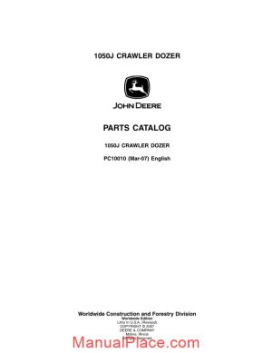 john deree 1050j crawler dozer parts catalog page 1