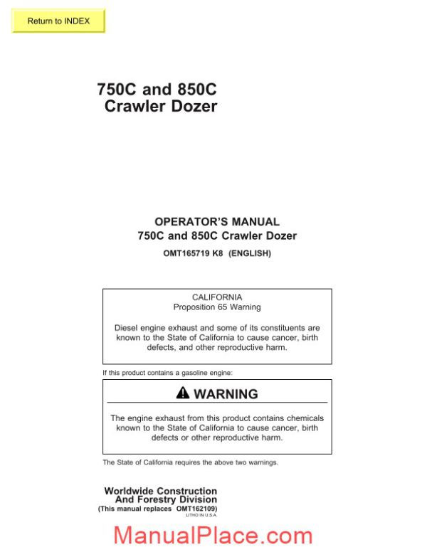 john deree 750c 850c crawler dozer operator manual page 1