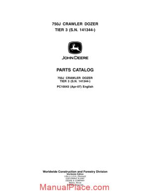 john deree 750j tier 3 crawler parts catalog page 1