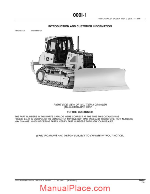 john deree 750j tier 3 crawler parts catalog page 3