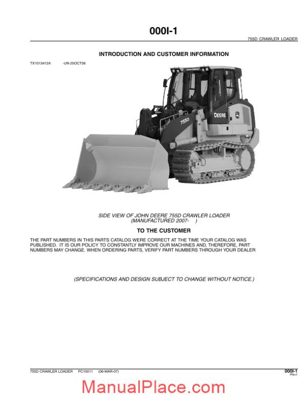 john deree 755d crawler loader parts catalog page 3