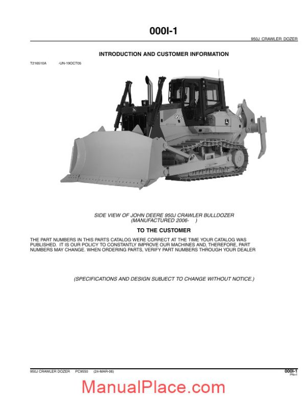 john deree 950j crawler dozer parts catalog page 3