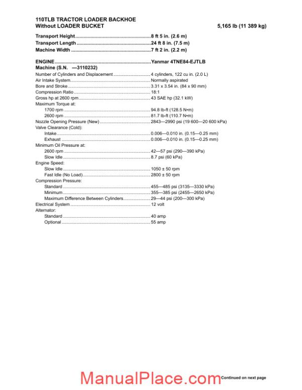 john deree sp458 test service specifications page 4