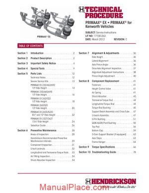kenworth vehicles technical procedure tp 263c hendrickson primaax page 1