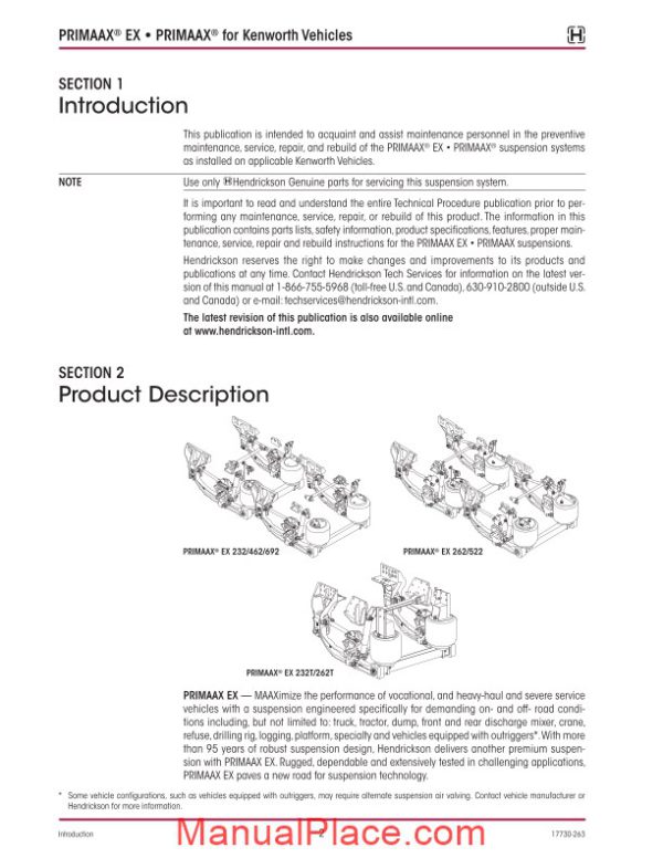 kenworth vehicles technical procedure tp 263c hendrickson primaax page 2