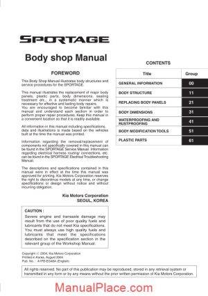 kia k3 body shop manual page 1