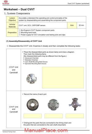 kia training 2011 work sheet d cvvt 1 new page 1