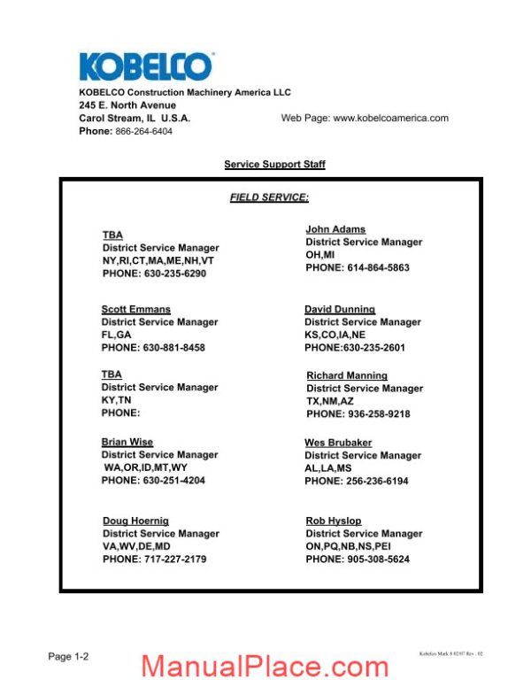 kobelco america mark 8 series shop manual page 2