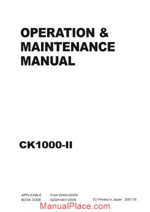 kobelco crawler crane ck1000 2f crane operator maintenance s2gh14011ze09 page 1