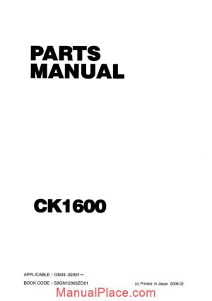 kobelco crawler crane ck1600 1f parts manual s3gn12003zo01 page 1