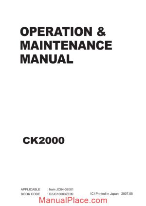 kobelco crawler crane ck2000 1f operator maintenance manual s2jc10003ze09 page 1