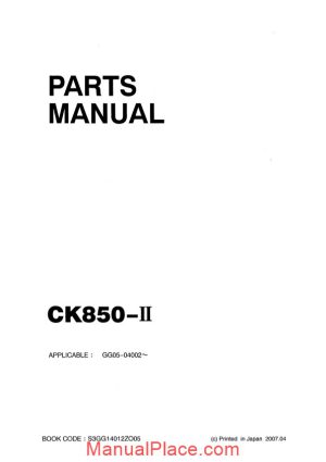 kobelco crawler crane ck850 2f parts manual s3gg14012zo05 page 1