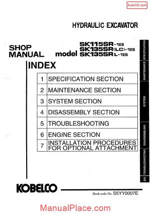 kobelco excavator sk115sr 1es sk135sr lc 1es sk135srl 1es hydraulic s5yy0007e page 1