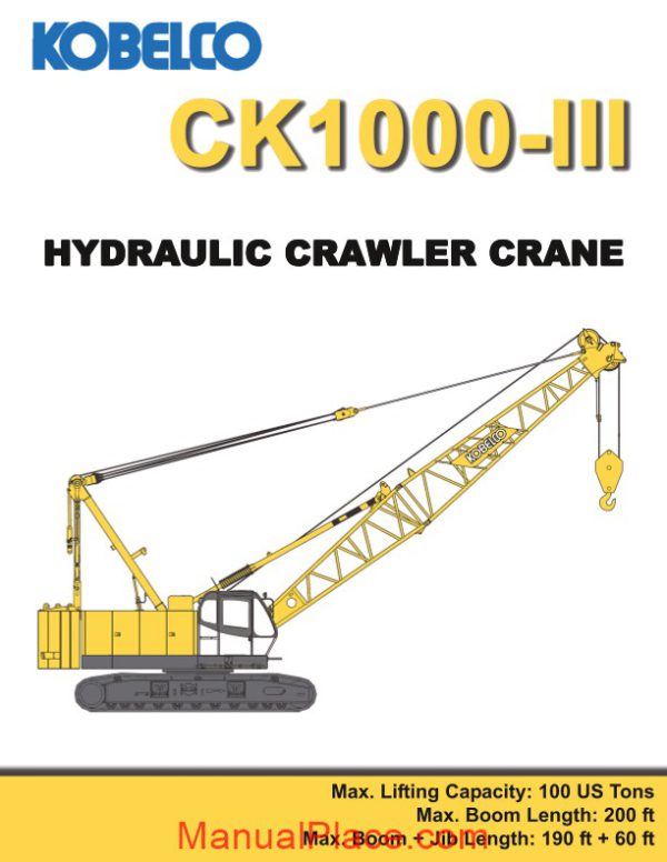 kobelco hydraulic crawler crane ck1000 iii spec book page 1