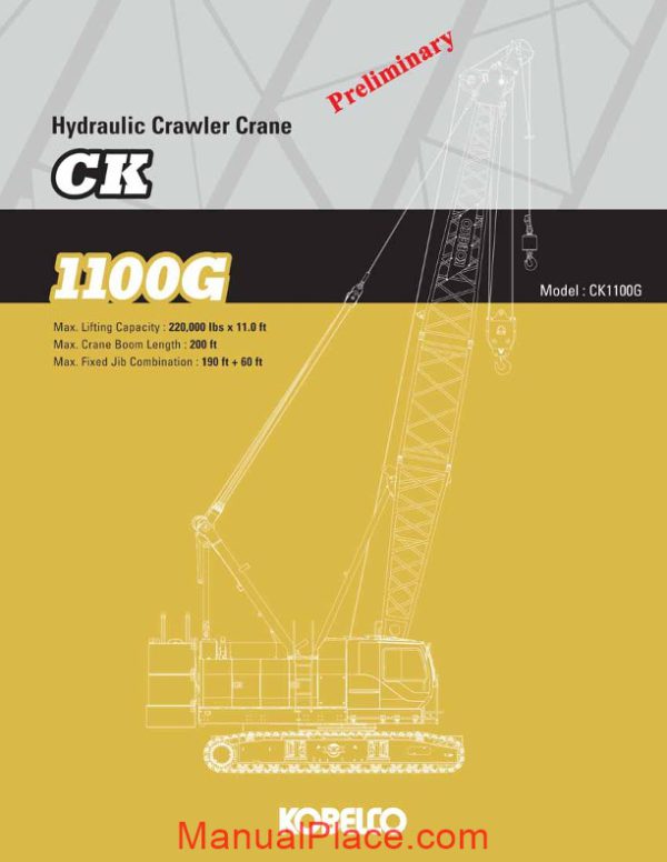 kobelco hydraulic crawler crane ck1100g spec book page 1