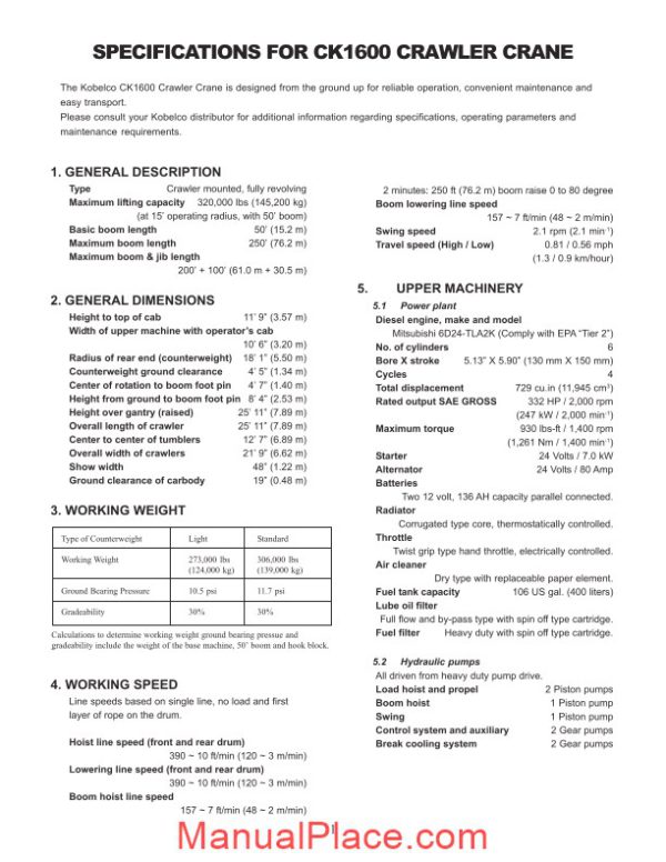 kobelco hydraulic crawler crane ck1600 page 2