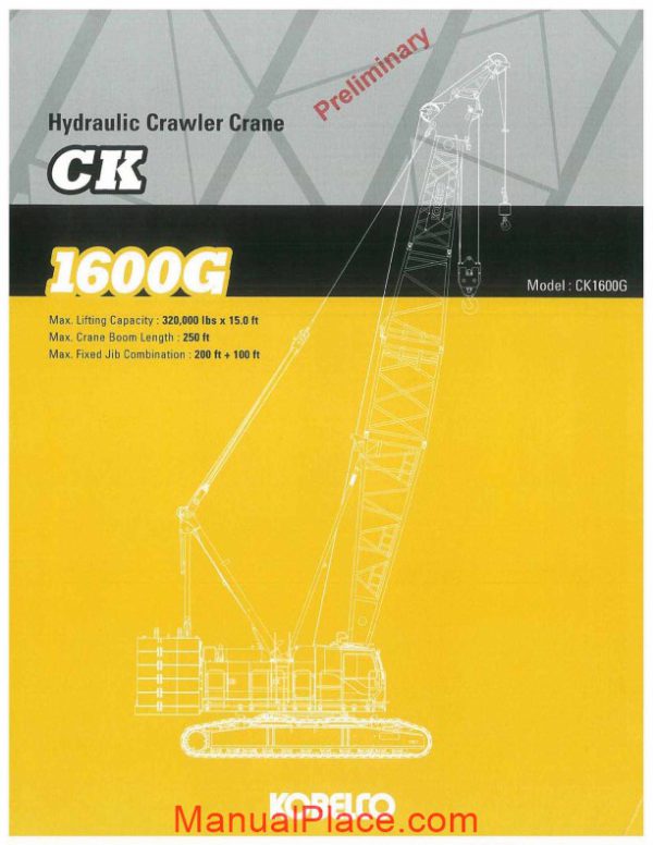 kobelco hydraulic crawler crane ck1600g spec book page 1