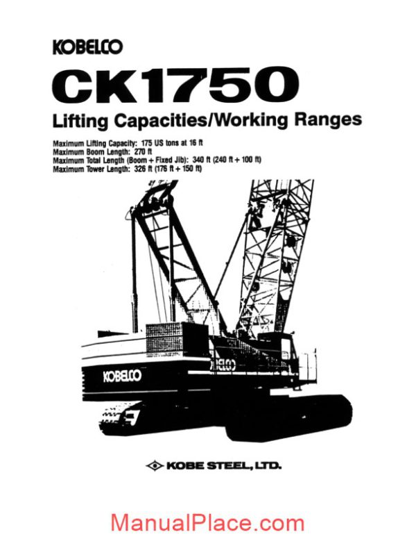 kobelco hydraulic crawler crane ck1750 page 1