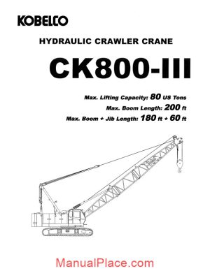 kobelco hydraulic crawler crane ck800 iii spec book page 1