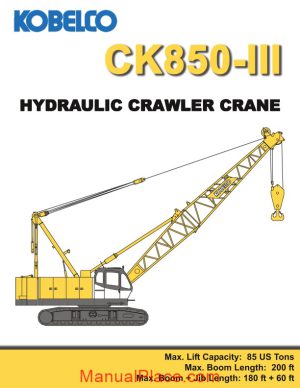 kobelco hydraulic crawler crane ck850 iii spec book page 1