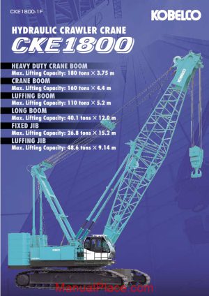 kobelco hydraulic crawler crane cke1800 1f specifications 23k13827 page 1