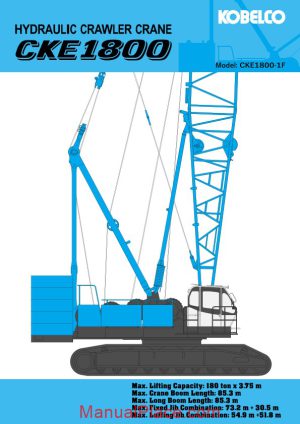 kobelco hydraulic crawler crane cke1800 1f specifications page 1