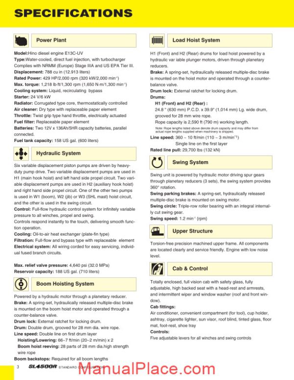 kobelco hydraulic crawler crane sl4500r spec book page 4