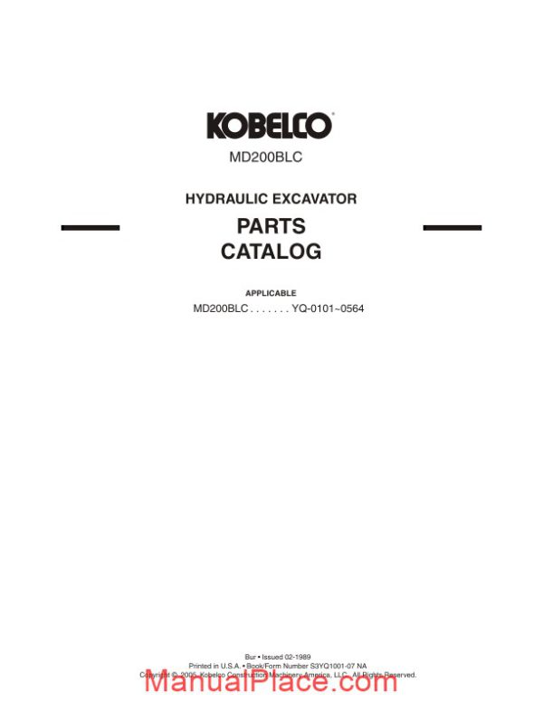 kobelco md200blc hydraulic excavator page 1