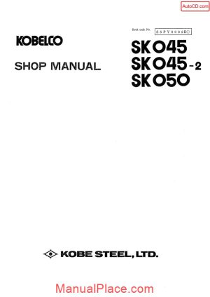 kobelco sk045 sk045 2 sk050 hydraulic excavator book code no s5py0002e page 1