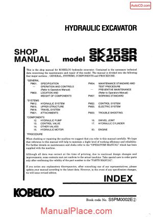 kobelco sk150sr sk20sr hydraulic excavator book code no s5pm0002e page 1