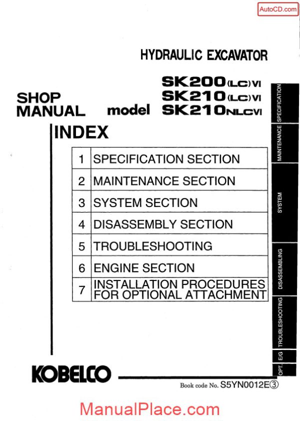 kobelco sk200 lc vi sk210 lc vi sk210nlcvi hydraulic excavator book s5yn00012e page 1