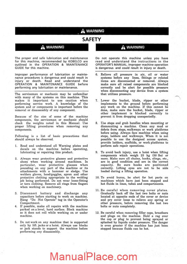 kobelco sk220 sk220lc hydraulic excavator book code no s5lq0006e page 2