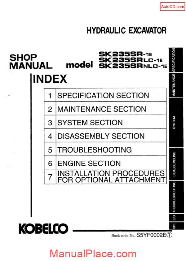 kobelco sk235sr 1e sk235srlc 1e sk235srnlc 1e shop manual s5yf0002e gb page 1