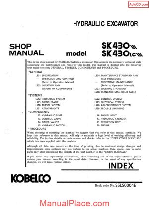 kobelco sk430 iii sk430lc iii shop manual s5ls0004e gb page 1