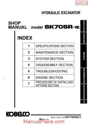 kobelco sk70sr 1e hydraulic excavator book code no s5yt0002e page 1