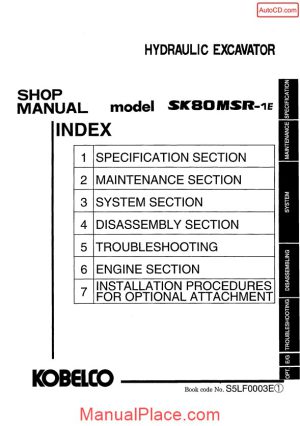 kobelco sk80msr 1e hydraulic excavator book code no s5lf0003e page 1