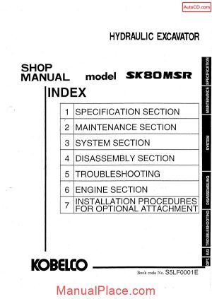 kobelco sk80msr hydraulic excavator book code no s5lf0001e page 1