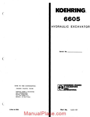 koehring and bantam excavators 6605 parts book 108301 page 1