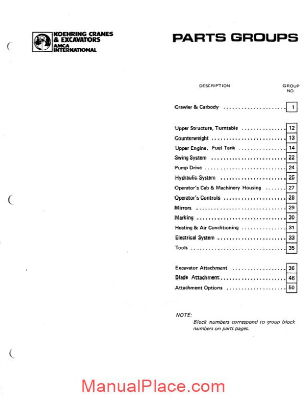 koehring and bantam excavators 6605 parts book 108301 page 2