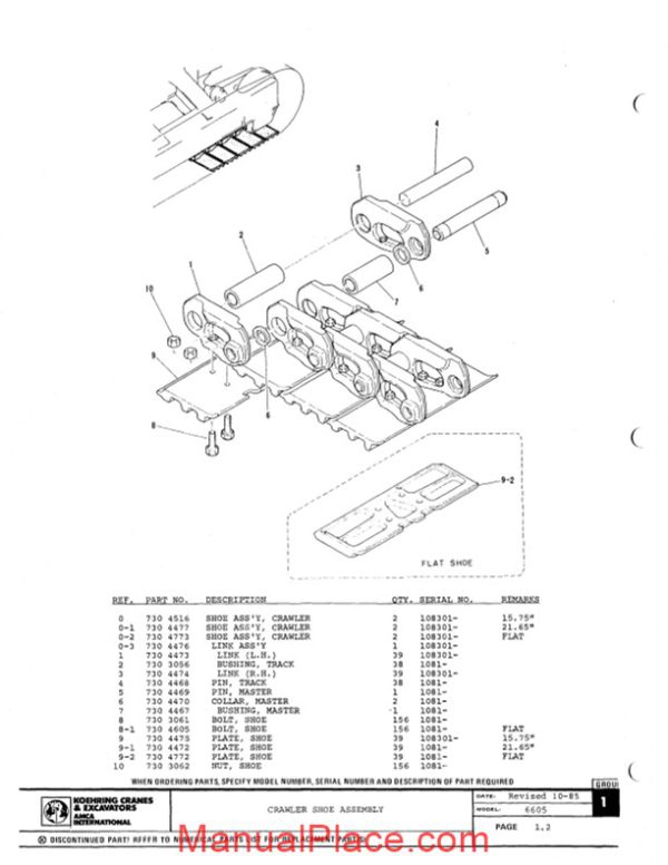 koehring and bantam excavators 6605 parts book 108301 page 4