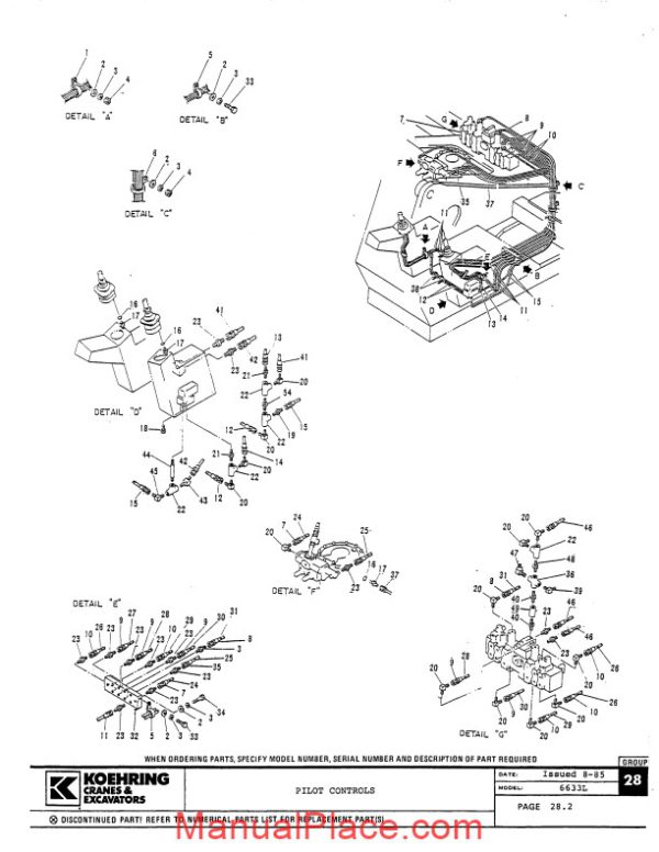 koehring and bantam excavators 6633l parts book supplement page 4