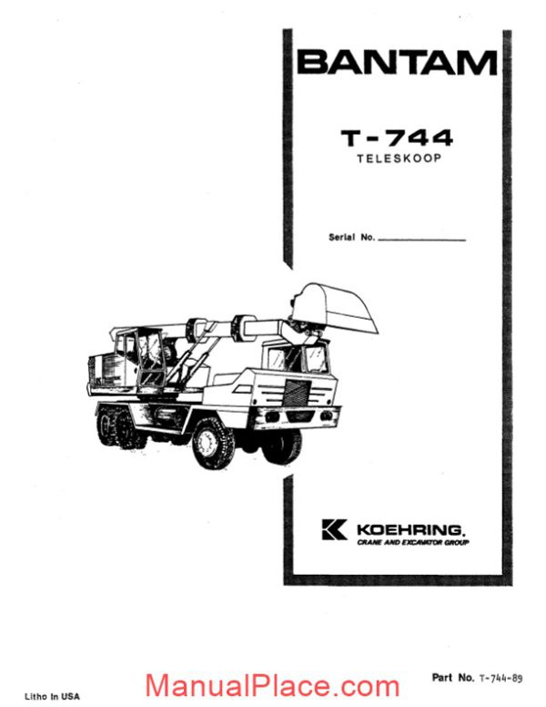 koehring and bantam telescoops telecranes t744 parts book 4205549 page 1