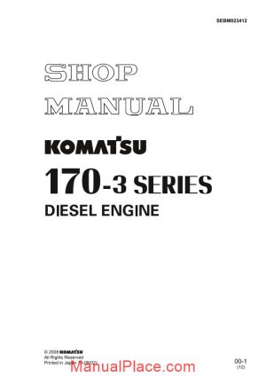 komatsu 170 3 series diesel engine shop manual page 1